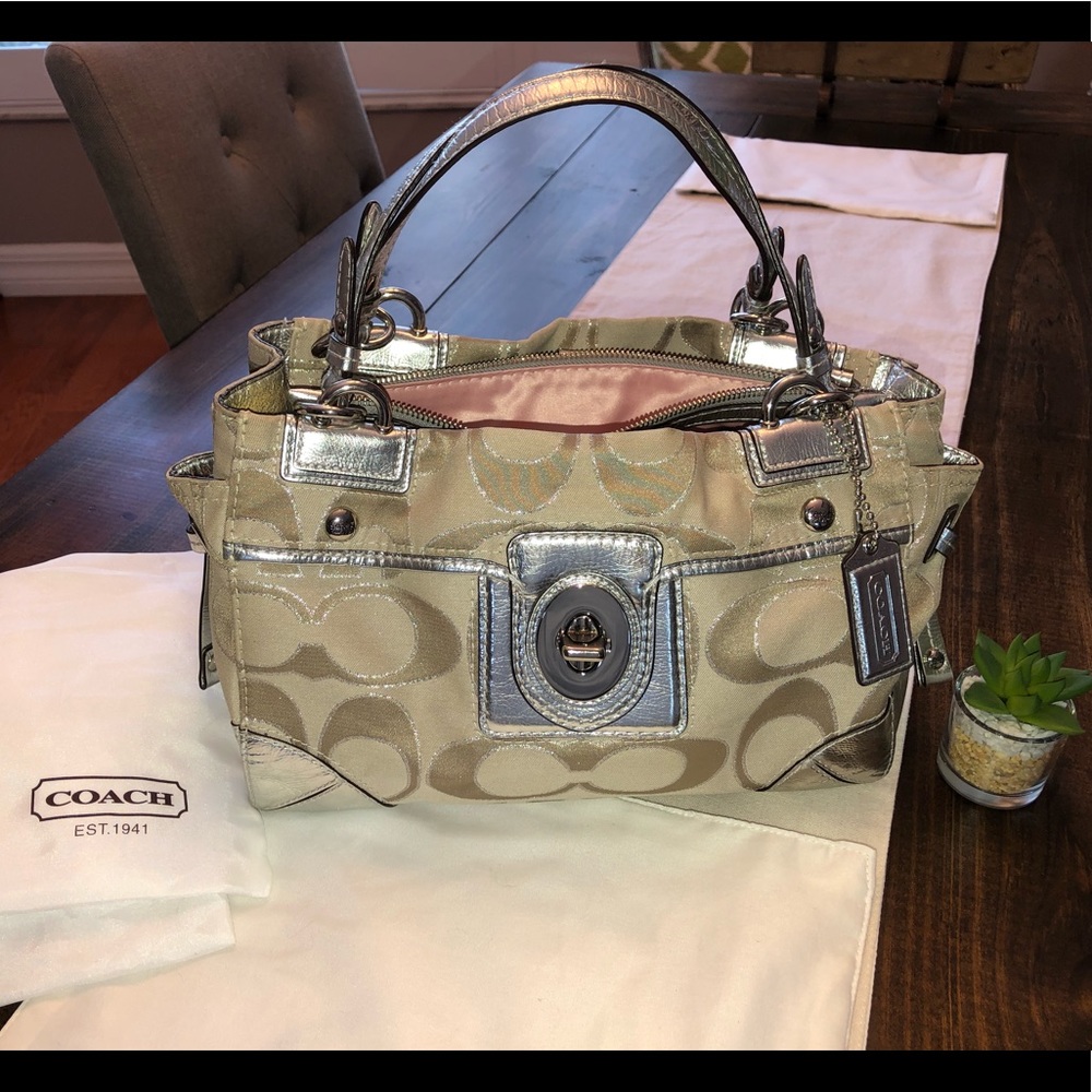 Silver Coach Handbag